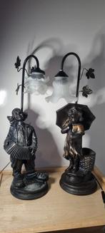 Antieke lampen figuren Meisje&Clown Brons/Spelter, Antiek en Kunst, Antiek | Lampen, Ophalen of Verzenden