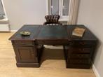 Partnerdesk mahoniehout met groen inleg 180x95 cm, Antiek en Kunst, Verzenden