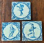 3 Wanli Tegels, 17e Eeuw, Delfts Blauw, Antiek en Kunst, Antiek | Wandborden en Tegels, Verzenden
