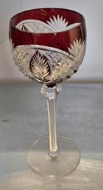Kristallen wijnglas met robijnrood accent, Antiek en Kunst, Ophalen of Verzenden