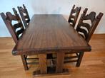 Massief eikenhouten eethoek, Huis en Inrichting, Ophalen, Gebruikt, Vintage, 4 tot 6 stoelen