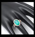 Ring met natuurlijke smaragd en diamanten (Antwerpen), Sieraden, Tassen en Uiterlijk, Ringen, Nieuw, Ophalen of Verzenden, 17 tot 18