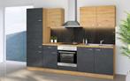 keuken 270 cm nieuw grijs bruin dik blad metalen handgrepen, Nieuw, Enkelwandige keuken, Ophalen of Verzenden, Hoogglans of Gelakt