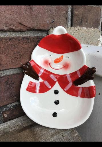 Aardewerk schaaltje, ong. 17,7 cm, sneeuwop, winter, kerst. beschikbaar voor biedingen