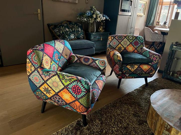 2 fauteuils met vrolijk motief, Huis en Inrichting, Banken | Sofa's en Chaises Longues, Zo goed als nieuw, Eenpersoons, Minder dan 150 cm