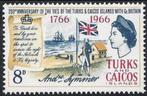 Turks & Caicos 1966, QEII, Vlag - Schip, 8d, postfris., Postzegels en Munten, Postzegels | Thematische zegels, Overige thema's