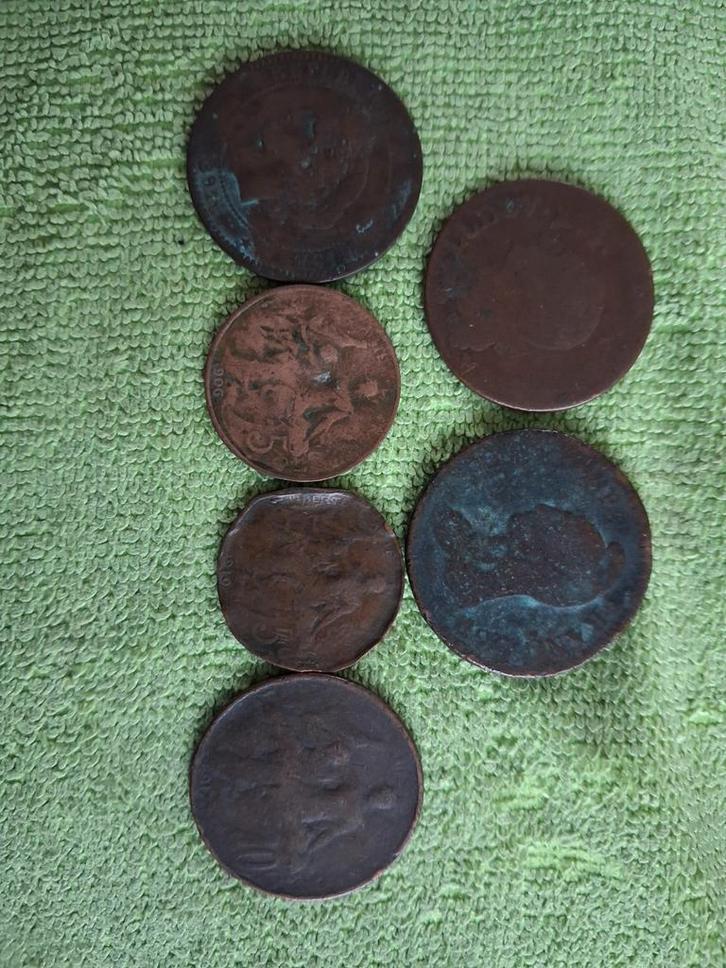 Oude Franse Munten, Sol, Decime, centimes., Postzegels en Munten, Munten | Europa | Niet-Euromunten, Setje, Frankrijk, Ophalen of Verzenden