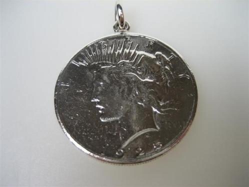 Zilveren Peace One Dollar Munt als Hanger, Anno 1925, Postzegels en Munten, Munten | Amerika, Losse munt, Noord-Amerika, Zilver