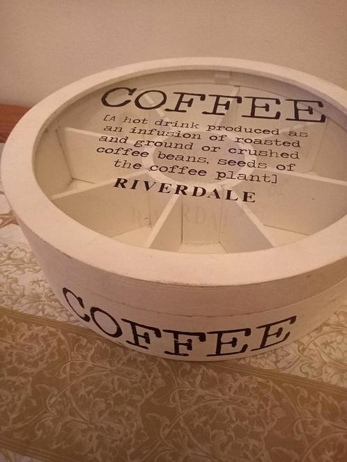 Riverdale koffie/theedoos hout&glas, Antiek en Kunst, Curiosa en Brocante, Ophalen of Verzenden