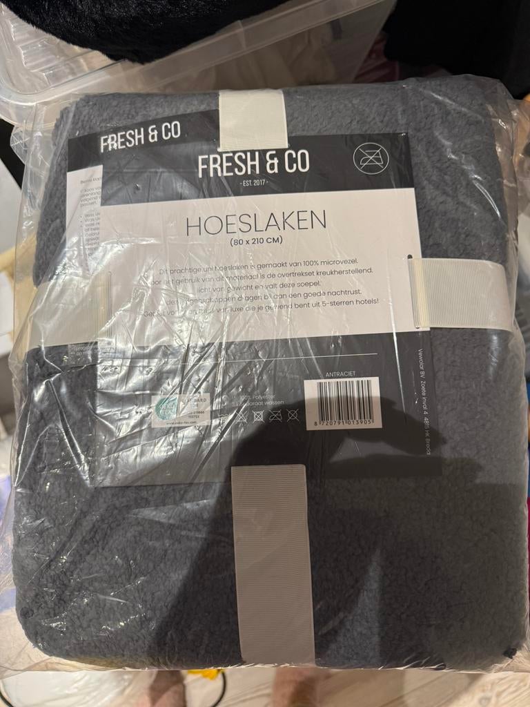 1 persoon teddy hoeslaken antraciet, Ophalen, Eenpersoons, Hoeslaken of Sloop, Nieuw