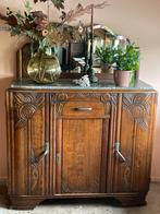 Art deco houten dressoir eiken met marmeren blad, Huis en Inrichting, Kasten | Dressoirs, 25 tot 50 cm, Art deco, 100 tot 150 cm