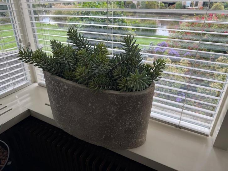Betonlook bloempot – Mica Decorations – ovaal – modern, Tuin en Terras, Bloempotten, Zo goed als nieuw, Aardewerk, Binnen, Minder dan 40 cm