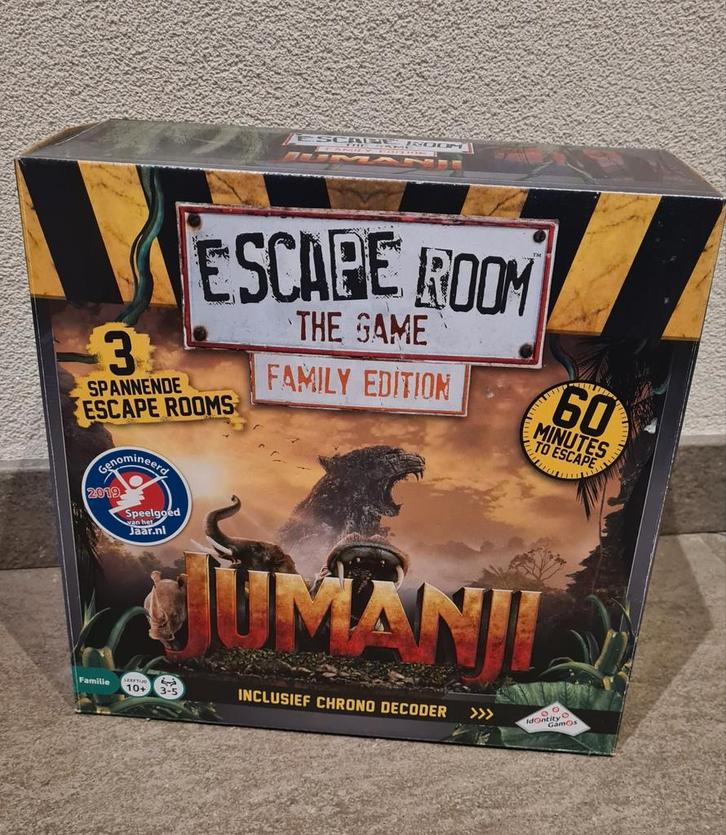 Escape Room Jumanji - Family Edition, Hobby en Vrije tijd, Gezelschapsspellen | Bordspellen, Zo goed als nieuw, Drie of vier spelers