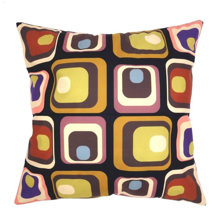 Retro kussenhoes Funky zwart | 45 x 45 cm, Huis en Inrichting, Woonaccessoires | Kussens, Nieuw, Zwart, Vierkant, Verzenden