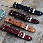 Leren racing horlogeband horloge band rally bruine zwarte, Sieraden, Tassen en Uiterlijk, Overige Accessoires, Verzenden, Nieuw