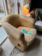 Oude leren stoel - Gratis, Antiek en Kunst, Antiek | Meubels | Stoelen en Banken, Ophalen