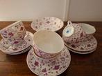 August Warnecke, china Purper, Thee Servies met Bonbonnière, Ophalen of Verzenden