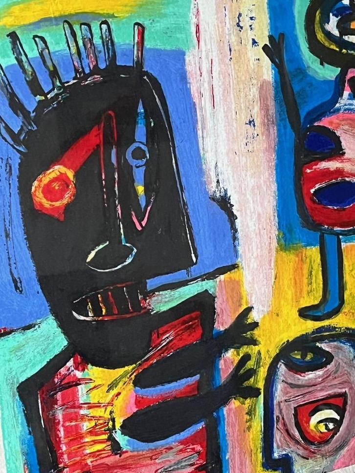 Henk Vierveyzer, ingelijste zeefdruk Voorhoofd kriebelen, Antiek en Kunst, Kunst | Litho's en Zeefdrukken, Ophalen