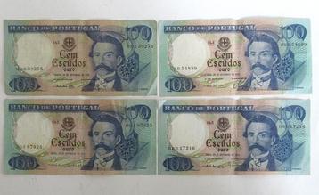 Portugal 100 Escudos 1978 vier bankbiljetten.  beschikbaar voor biedingen