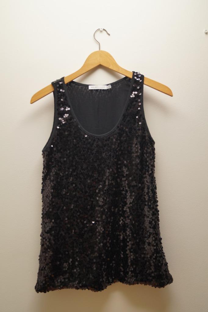 SEE BY CHLOE Pailetten Top Maat 38, Kleding | Dames, Tops, Zo goed als nieuw, Maat 38/40 (M), Zwart, Zonder mouw, Verzenden