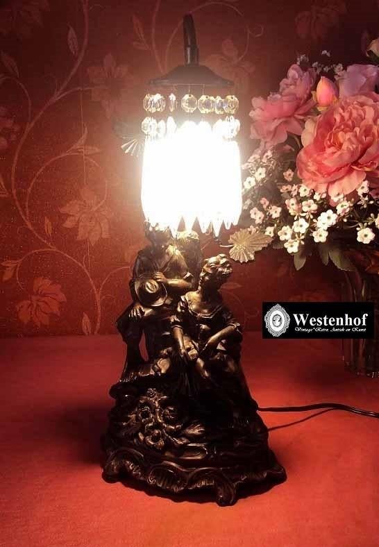 Kristallen tafellamp / schemerlamp met beeld antiek barok, Huis en Inrichting, Lampen | Tafellampen, Ophalen of Verzenden, Zo goed als nieuw