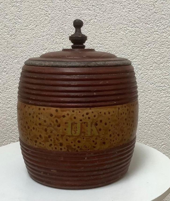 Mooie oude -houten- tabakspot, Antiek en Kunst, Curiosa en Brocante, Ophalen of Verzenden