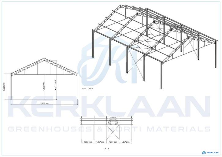 Complete staalconstructie 218 m² | 12.80m x 17.00m, Doe-het-zelf en Verbouw, Metalen, Gebruikt, IJzer, Ophalen of Verzenden