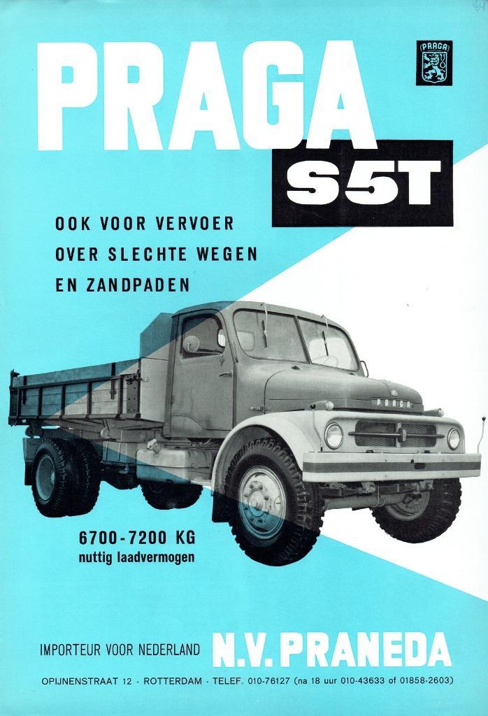 Folder Praga S5T (Tsjechische vrachtwagen - ca.1964), Boeken, Auto's | Folders en Tijdschriften, Gelezen, Overige merken, Verzenden