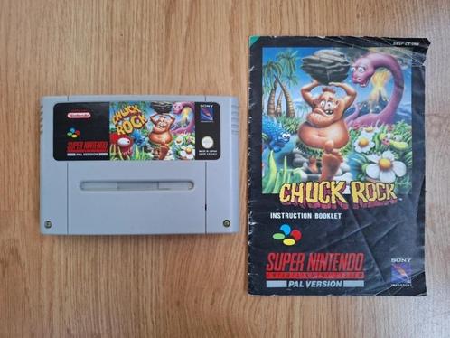 Chuck Rock met handleiding voor de Super Nintendo (SNES), Spelcomputers en Games, Games | Nintendo Super NES, Zo goed als nieuw