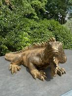 Leguaan goud brons beeld tuin vijver zwembad reptiel, Ophalen, Nieuw, Kunststof, Dierenbeeld