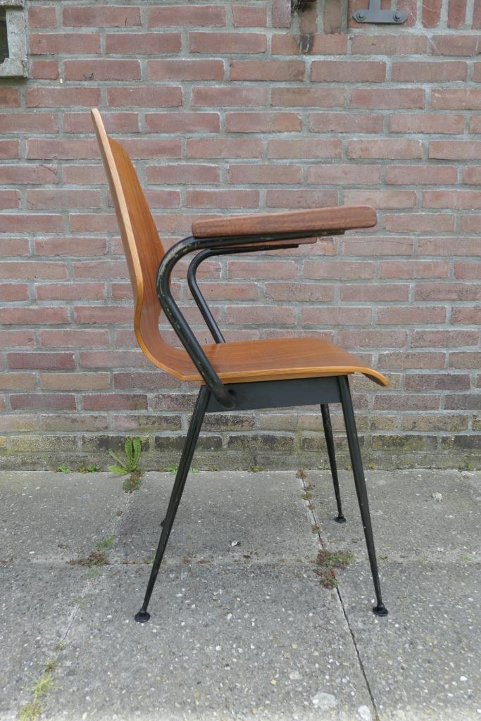 Vintage plywood teak stoel Carlo Ratti stijl Legni Curvati, Huis en Inrichting, Stoelen, Eén, Hout, Metaal, Ophalen