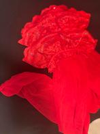 Rode hold ups met jarretels, Kleding | Dames, Leggings, Maillots en Panty's, Verzenden, Maat 44/46 (L), Panty, Gedragen