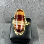 Gouden Ring | 14k | 4,36g | ovale carneool sierrand | 374525, Gebruikt, Ophalen of Verzenden, 17 tot 18, Dame