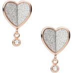 Fossil dames oorbellen hart rosé goud, Ophalen of Verzenden, Nieuw, Goud, Goud