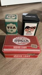 Vintage blikken tea sugar coffee, Verzamelen, Blikken, Ophalen, Gebruikt, Overige, Overige merken