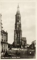 Delft, Markt m. Nieuwe Kerk - mensen - ongelopen, Ophalen of Verzenden, 1920 tot 1940, Ongelopen, Zuid-Holland