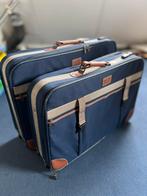 Set van 2 Blauwe Koffers, Sieraden, Tassen en Uiterlijk, Koffers, Gebruikt, 50 tot 60 cm, Zacht kunststof, 35 tot 45 cm