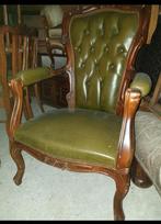 Leder chesterfield barok fauteuil, Huis en Inrichting, Fauteuils, Ophalen, Gebruikt, 75 tot 100 cm, Stof