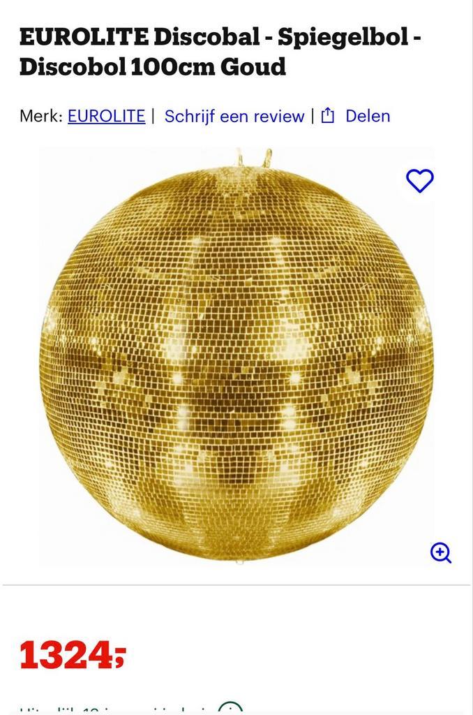 Eurolite Gouden Discobol - 100cm Spiegelbol, Muziek en Instrumenten, Licht en Laser, Nieuw, Discobol, Kleur, Ophalen