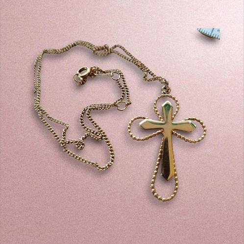 Vintage ketting van Sarah Coventry goudkleurig kruisje, Sieraden, Tassen en Uiterlijk, Antieke sieraden, Ketting, Overige materialen