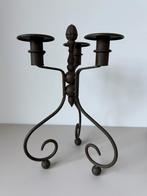 Gietijzeren kandelaar 3 kaarsen, Antiek en Kunst, Antiek | Kandelaars, Ophalen of Verzenden, Overige materialen