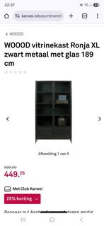 Zwarte metalen vitrine/buffetkast ronja karwei, Ophalen of Verzenden, Zo goed als nieuw, Metaal, 150 tot 200 cm