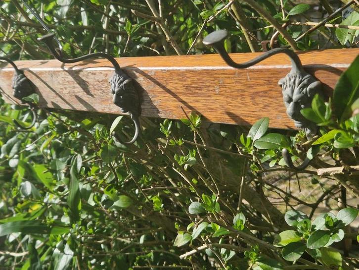 Robuuste eiken houten wand kapstok (brocante), Huis en Inrichting, Woonaccessoires | Kapstokken, Gebruikt, Wandkapstok, Minder dan 100 cm
