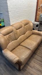 2x 3 zits bank - Italiaans - Echte leer, Ophalen, Gebruikt, 150 tot 200 cm, Creme