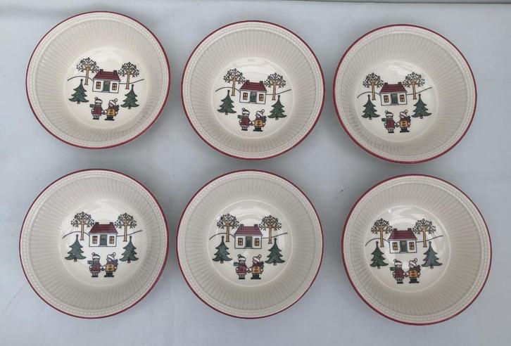 Wedgwood Windsor Christmas 6 compote/schaaltjes -Zgan, Diversen, Kerst, Zo goed als nieuw, Ophalen of Verzenden