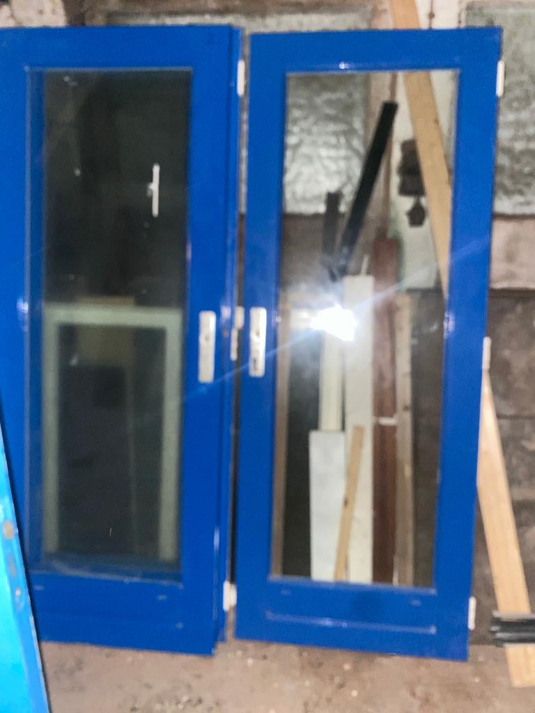 hardhouten deuren voor stolpstel met of zonder dubbelglas, Ophalen, Gebruikt, 80 tot 100 cm, 200 tot 215 cm