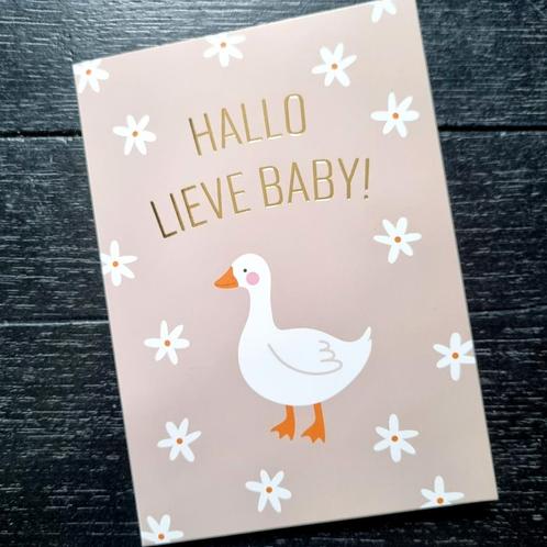 Kaart wenskaart hallo lieve baby geboorte kaartje bloemetjes, Diversen, Wenskaarten, Nieuw, Verzenden