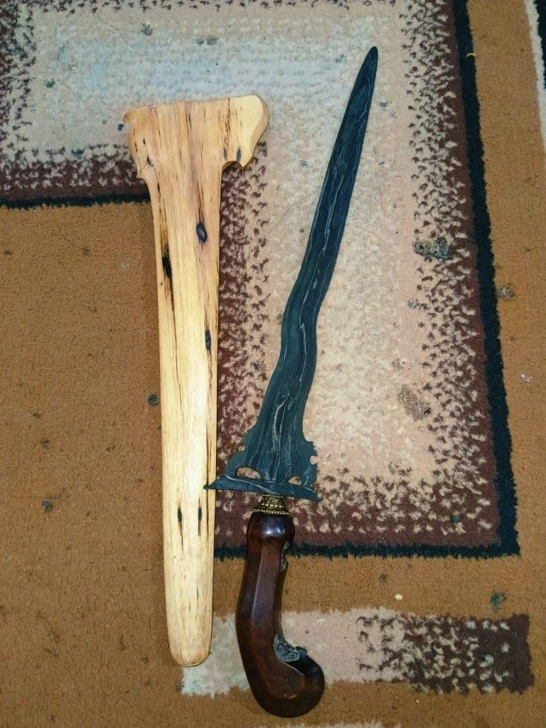 Antieke Keris Jangkung Kembar 3 Luk Ceprit Timoho Hout SUY32, Verzenden