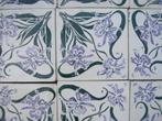 52 Antieke jugendstil wandtegels groene/lila afbeelding, Antiek en Kunst, Ophalen