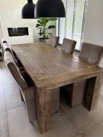 houten eettafel 250x105cm met 6 stoelen, Huis en Inrichting, Ophalen, Gebruikt, 100 tot 150 cm, 200 cm of meer